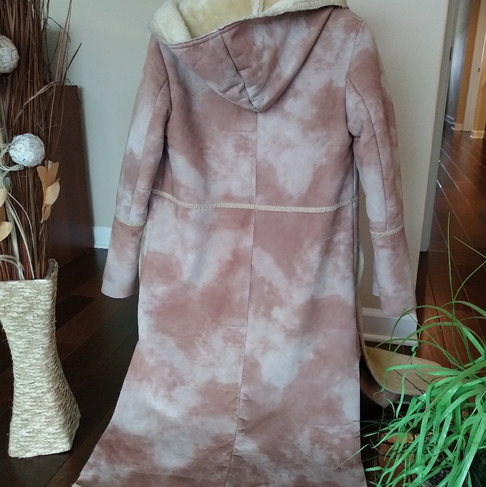 Women's Long Hooded Fake Leather Coat